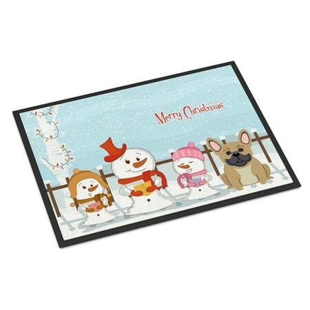 Carolines Treasures Carolines Treasures BB2341MAT Merry Christmas Carolers French Bulldog Cream Indoor or Outdoor Mat; 18 x 0.25 x 27 in. BB2341MAT